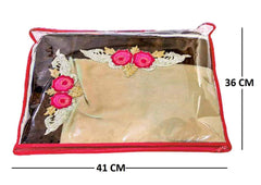 Fun Homes Non Woven 12 Pieces Single Packing Saree Cover Set (Red)