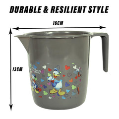 Heart Home Disney Team Bathroom Mug | Plastic Bath Mug for Bathroom | Mug for Bathroom | Mug for Toilet | Washroom Jug | 111 Bath Mug | 1 LTR | Pack of 4 | Gray