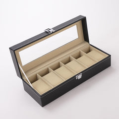 Kuber Industries 6 Slots Watch Organizer|Watch Storage Box For Men & Women|Secure Closer|Wrist Watch Display BoxBlack|