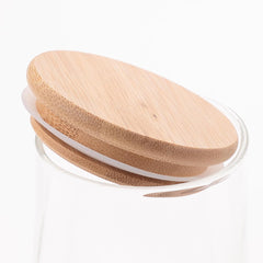 Heart Home Glass Jar | Multi-Utility Kitchen Organizer | Airtight Bamboo Lid | Food Storage Container | Cookies Storage Jar | 350 ML | LP016 | Transparent