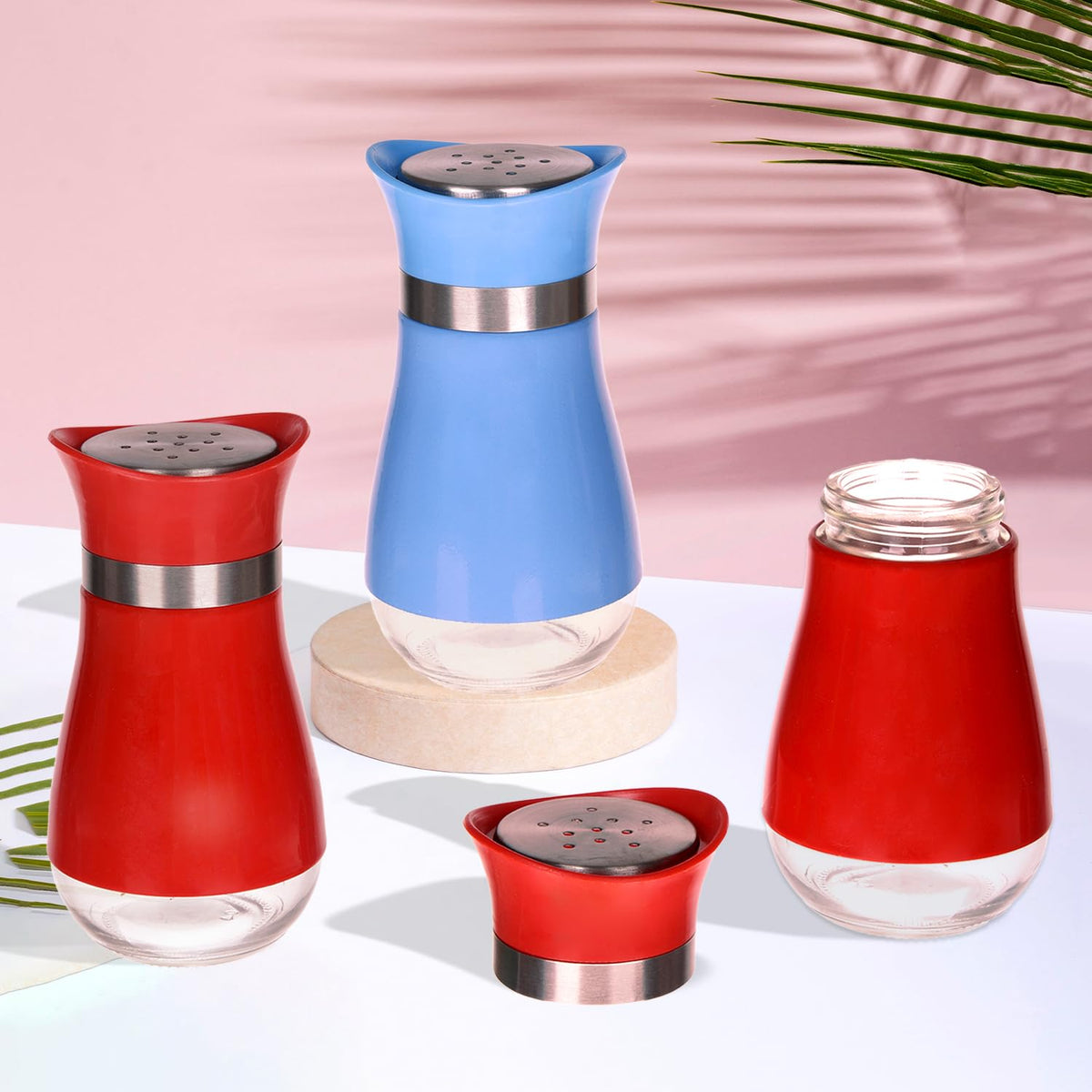 Heart Home Salt Shaker Box | Stainless Steel Pepper Shaker Box | Chilli Flakes Seasoning Sprinkler Box | Namak Daani | Dining Table Masala Box Dabbi | Pack of 3 | Multi