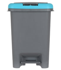 Kuber Industries 6.5 Ltr Plastic Push & Pedale Dustbin For Home, Kitchen, Office And Bathroom Garbage With Lid,Set of 2 (Grey & Blue)