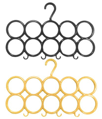 Kuber Industries 10 Circle Plastic Ring Hanger for Scarf, Shawl, Tie, Belt|Closet Accessory Wardrobe Organizer|Size 34 x 23 x 1, Pack of 2 (Multicolour)
