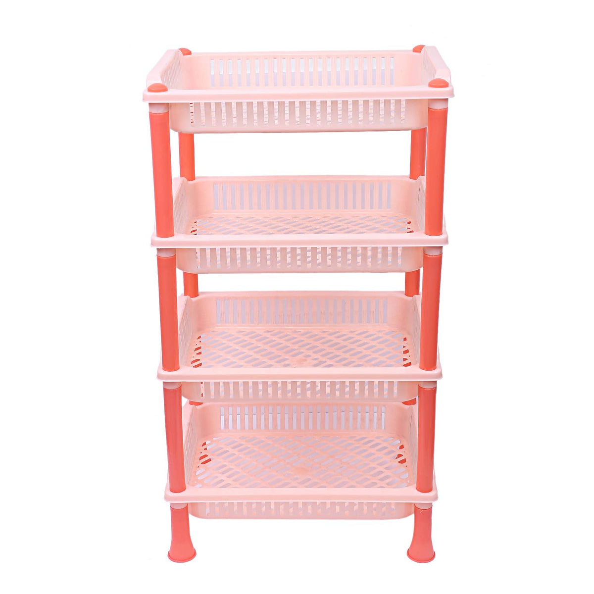 Kuber industries Plastic 4 Layer Multi-Purpose Kitchen Storage Basket Rack (Beige)-CTKTC25278