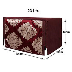 Heart Home Multiuses PVC Flower Print Microwave Oven Cover for Home & Kitchen 23 LTR. (Maroon) 52HH4023