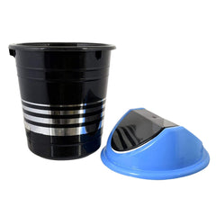 Kuber Industries Plastic Dustbin/Wastebin With Swing Lid, 10 Liter- Pack of 2 (Black & Blue)-47KM0889