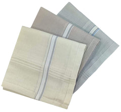 Kuber Industries 100% Cotton Premium Collection Handkerchiefs Hanky for Men, Set of 3 (Lite Colour)