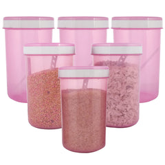 Kuber Industries Containers Set for Kitchen|BPA-Free Plastic 1500 ML Storage Containers Set with Spoon for Kitchen|Pack of 6 (Pink)