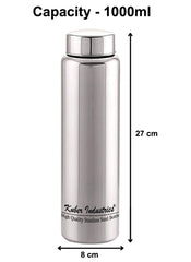 Heart Home Stainless Steel Fridge Water Bottle/Refrigerator Bottle/Thunder, 1000 ML (Silver)