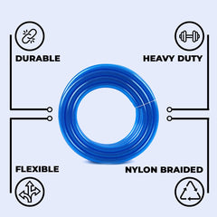 Kuber Industries Basic PVC with Nylon Braided Water Pipe 15 Meter|Multi-Utility Water Pipe for Garden, Car Cleaning & Pet Cleaning|Heavy Duty & Leak Proof Hose Pipe|Blue |