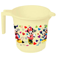 Kuber Industries Disney Team Mickey Print 2 Pieces Unbreakable Virgin Plastic Bathroom Bucket With Mug Set- Cream, (1 Pc 16 LTR Bucket & 1 Pc 500 ML Mug) -HS_35_KUBMARTS17485