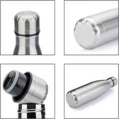 Heart Home Stainless Steel Insulated Round Water Bottle for Home & Traveling, 750ML Pack of 2 (Silver) 54HH4322.