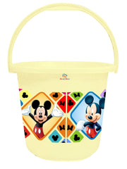 Heart Home Disney Mickey Minnie Print 2 Pieces Unbreakable Virgin Plastic Bathroom Bucket with Mug Set- Cream, (1 Pc 16 LTR Bucket & 1 Pc 500 ML Mug) -HS_35_HEARTHS17926