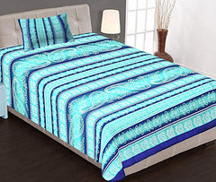 Kuber Industries 100% Cotton 144 TC Single Bed Sheet with 1 Pillow Covers (Light Green)-CTKTC29639