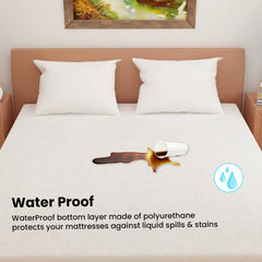 Kuber Industries 6.5 X 6 FT. Double Bed Mattress Cover/Protector I 100% Terry Cotton I Waterproof, Breathable I Hypoallergenic King Size Bed Cover I Ultra Soft, Elastic Strap,  Anti-Slip Fitted Design I 78" X 72" (White)