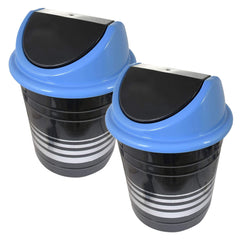 Kuber Industries Plastic Dustbin/Wastebin With Swing Lid, 10 Liter- Pack of 2 (Black & Blue)-47KM0889
