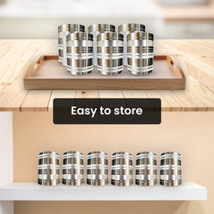 Kuber Industries Stainless Steel Glass Set | Wobble Free Base, Durable | Multipurpose, Elegant Design & Mirror Finish | Easy to Clean & Store | Steel Glass Set 6