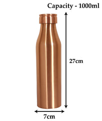 Heart Home Copper Plain & Leak Proof Water Bottle For Home, office, Traveling. 1 Ltr (Brown)