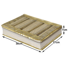 Kuber Industries Multipurpose Weave Design Laminated 5 Rod Bangle Box/Organizer/Case With Tranasparent Top (Gold)-47KM0401