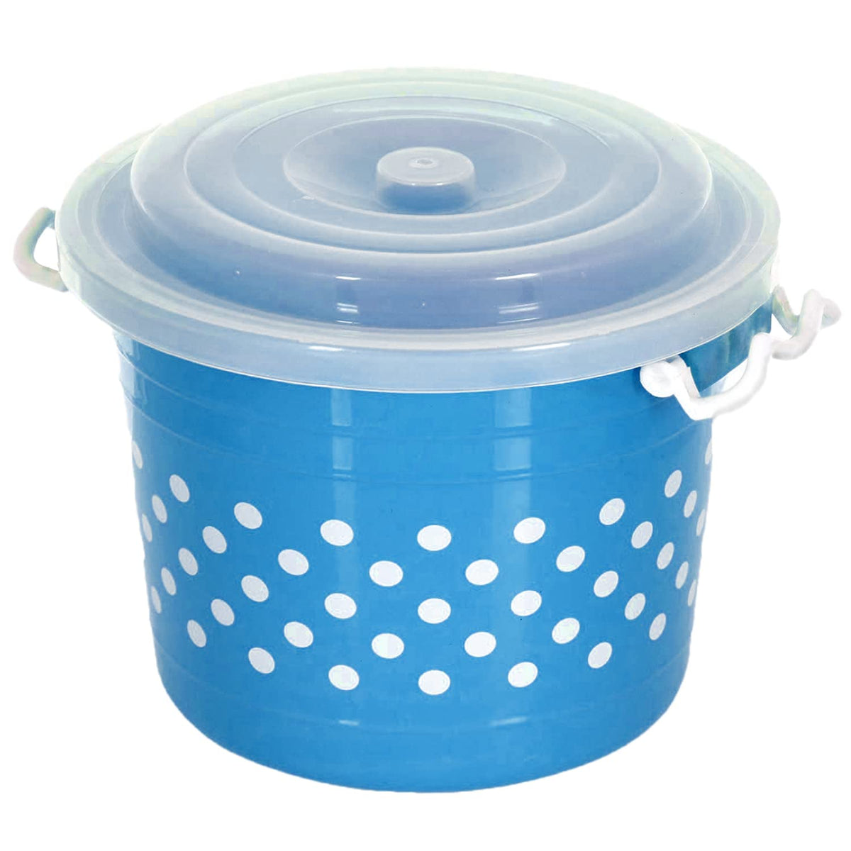 Heart Home Dot Printed Multiuses Plastic Kitchen & Pantry Storage Container with Lock Handle & Lid, 16 Liter (Blue)-47HH01133