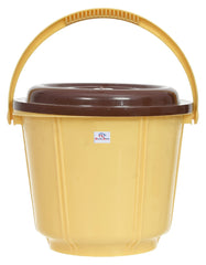 Heart Home Small Plastic Storage Container/Bucket for Store Flour, Rice, Sugar, Baking Supplies with Handle & Lid, 5 LTR.- Pack of 4 (Cream)-47HH01246