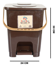 Heart Home Premium Plastic Pedal Dustbin 10 Ltr (Brown)-HHEART16409