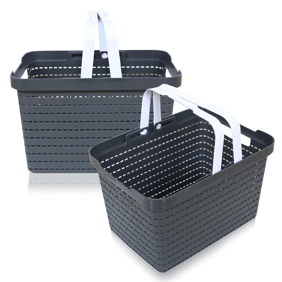 Heart Home Basket | Plastic Storage Basket for Fruits | Storage Basket for Picnic | Storage Basket for Kitchen | Stationery Storage Basket | FLORA-333 | Pack of 2 | Gray