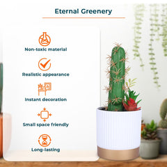 Kuber Industries Artificial Plants for Home Décor|Natural Looking Indoor Fake Plants with Pot|Artificial Flowers for Decoration (Green)