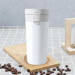 Kuber Industries Stainless Steel Insulated Coffee Tumbler with Sipper Lid 380 ML (White)