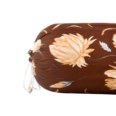 Heart Home Flower Printed Soft & Luxurious Decorative Cotton Bolster Cover- Set of 4, 16"x32" (Brown)-44HH0138