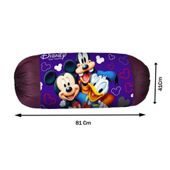 Heart Home Disney Team Mickey Bolster Cover|Polyester Bolster Cover Set|Diwan Round Bolster Pillow Covers|Luxurious Roll Masand Cover|Pack of 6 (Blue)