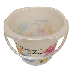 Kuber Industries Floral 2 Piece Plastic Bucket Set, 16 litres, Off White (CTKTC1837)
