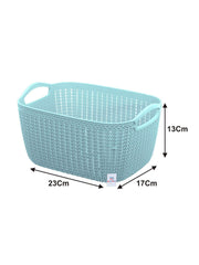 Heart Home Q-5 Unbreakable Plastic Medium Size Flexible Storage Baskets|Fruit Vegetable Bathroom Stationary Home Basket with Handles (Light Blue)