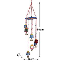 Kuber Industries Handcrafted Wall Hanging Bells with Ring|Traditional Rajasthani Hand Painted Bells for Home Decoration (Multicolor)