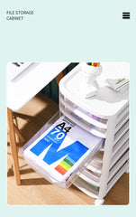 Kuber Industries 5 Layer Cosmetic Cabinet with Trolley|5-Tier Rolling Cart|Shelf Stand With Drawer|White