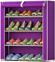 Homestic Shoe Rack|Non-Woven 4 Shelves Shelf|Foldable Storage Rack Organizer for Shoe, Books (Purple)