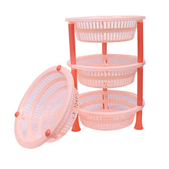 Kuber industries Plastic 4 Layer Multi-Purpose Kitchen Storage Basket Rack (Beige)-CTKTC25206