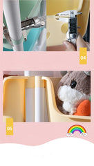 Kuber Industries 2 Layer Smiley Design Children's Storage Rack|Kids Toy Storage Organizer|2-Layer Rolling Cart|Multicolor|