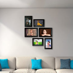Kuber Industries Collage Photo Frame For Living Room, Wall Set of 6 (Black) Size: 6x4-4 Pc, 5x7-2 Pc.