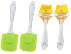 Heart Home Non-Stick/Heat Resistant Cooking Silicone Utensil Brush and Spatula, Set of 4 (Multicolour), Standard