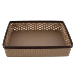 Heart Home Plastic 2 Pieces Small & Large Compact and 1 Piece Stationary Office Tray Desk Organizer Container(Set of 3, Brown)- HEART7357