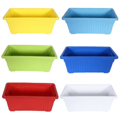 Kuber Industries Rectangular Jupiter Plastic Window Pot|Flower Planter for Home & Balcony,Garden 14 Inches Pack of 6 (Multicolor)
