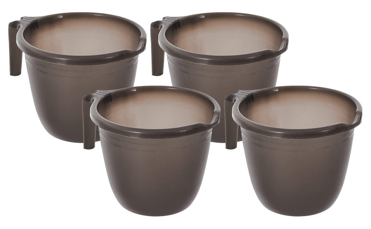 Kuber Industries Plastic Bathroom Mug 1 Litre Pack of 4 (Black)-46KM0217, Standard
