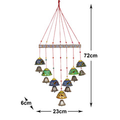 Kuber Industries Decorative Wooden Rajasthani Based Handmade Windchimes with Bells for Home & Balcony Decoration,Pack of 2 (Multicolor)