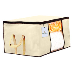 Kuber Industries CTKTC23880 Rectangular Underbed Storage Bag, Blanket Cover (Ivory, Extra Large) - Set of 5