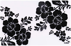 Kuber Industries Flower Design 3 Pieces PVC Refrigerator/Fridge Multipurpose Drawer Mat Set(Black & White)-CTKTC032696