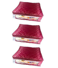 Kuber Industries 10 Piece Rexine Saree Bag Wardrobe Organiser, Maroon (KU3308)