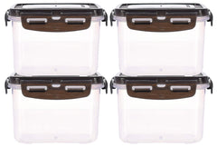 Heart Home Multiuses BPA Free Leak Proof, Dishwasher/Freezer Safe Plastic Storage Container With Airtight Lock Lid, 600ml Pack of 4 (Black)-46HH0528