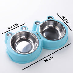 Kuber Industries Dog Food Bowl|Stainless Steel,PVC Material Dog Bowls|Non Slip,Durable,Sturdy,Non Toxic|Perfect Dog Accessories for Indoor & Outdoor Use|A1009B|Blue