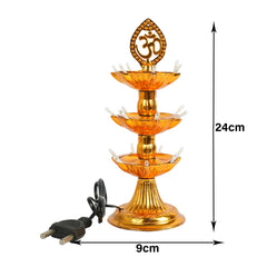 Heart Home Diwali Lights | Diwali String Light For Décor | Lights for Christmas | Lights for Navratri | Pooja Light For Diwali | Lights for Indoor | LED 3 Layer Diya Stand | Pack of 2 | Golden